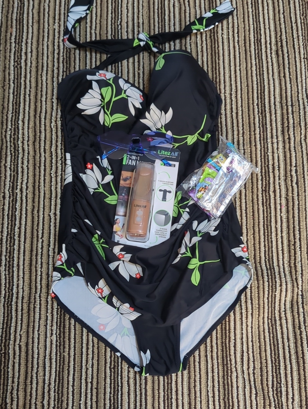 #0141 Kissmoda Black Floral One-Piece Swimsuit